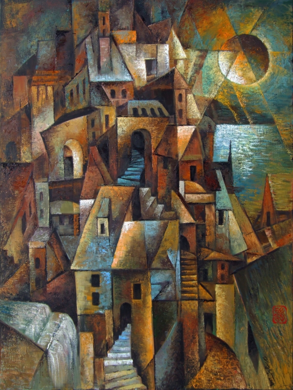Cubist City by the Sea by artist Ping Irvin